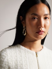 Ted Baker White Ulee Jacquard Check Knitted Cardigan - Image 4 of 6