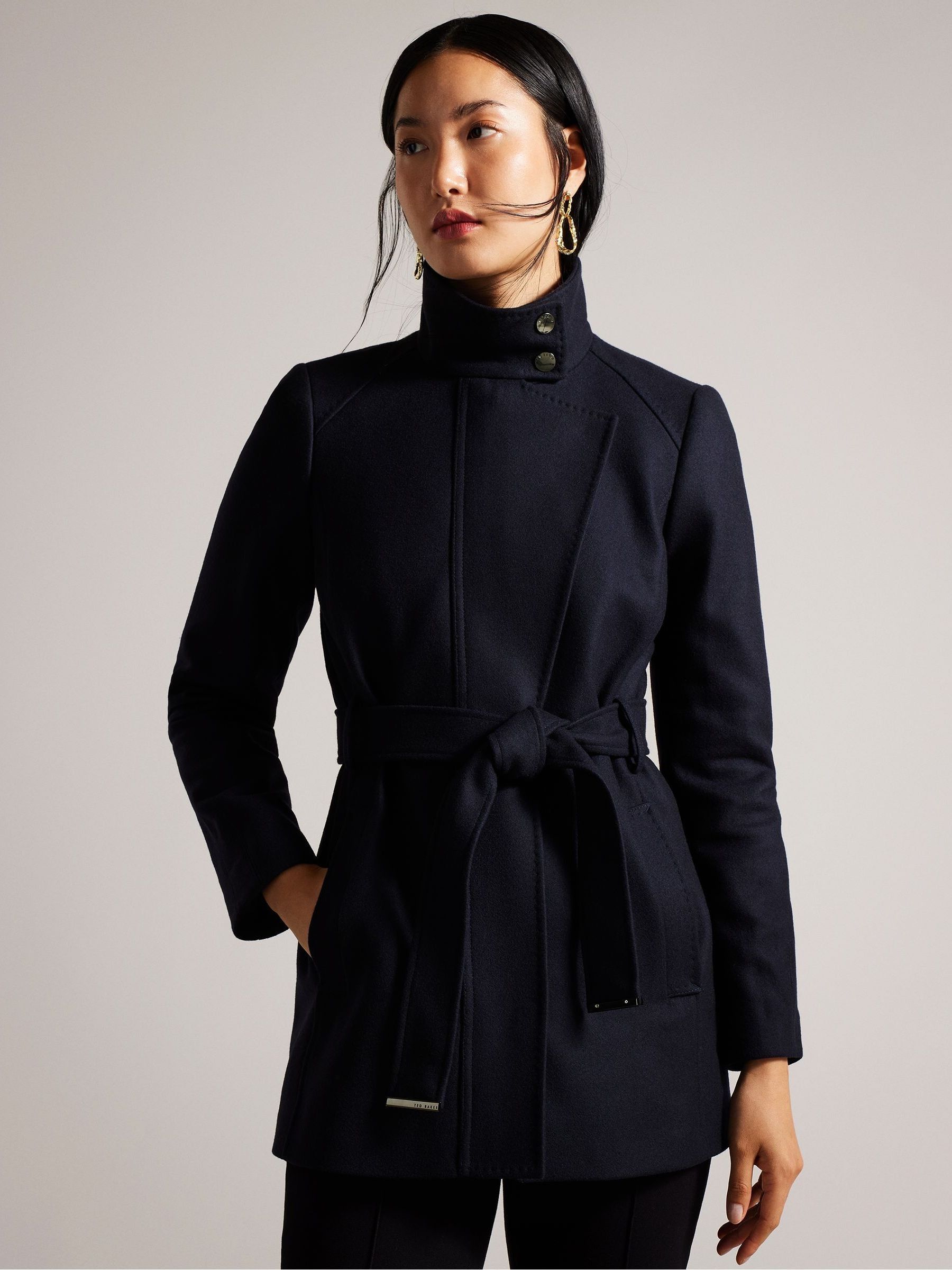 Short funnel neck coat sales