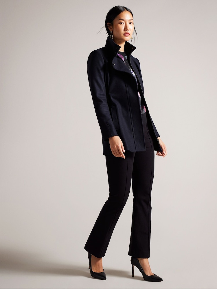 Ted Baker Blue Icombis Short Funnel Neck Coat - Image 3 of 5