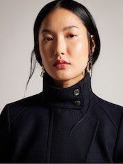 Ted Baker Blue Icombis Short Funnel Neck Coat - Image 4 of 5
