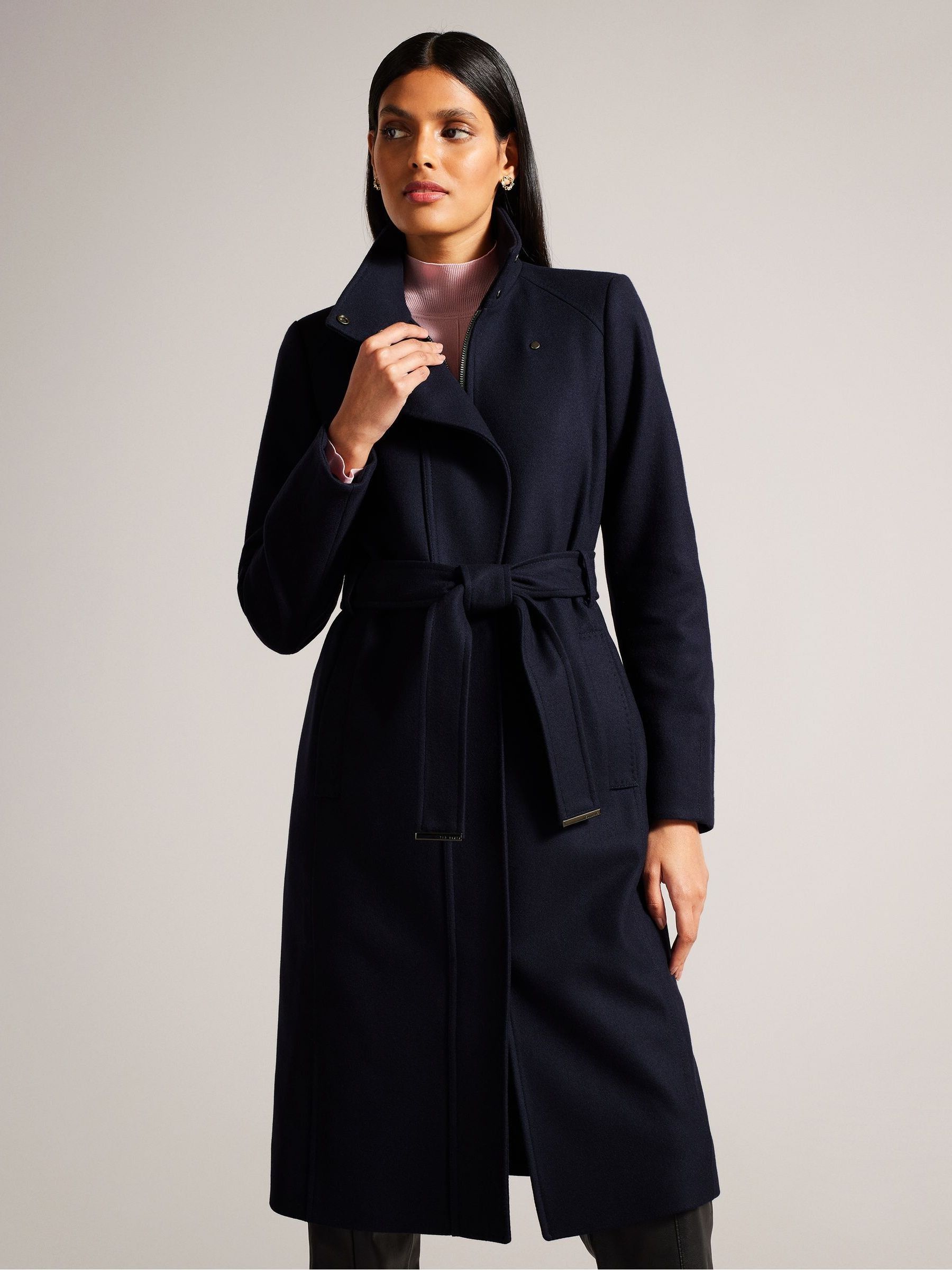 Buy Ted Baker Blue Icombi Funnel Neck Coat from Next Lithuania