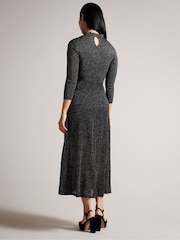 Ted Baker Black Metallic Kannie Knitted Midi Dress - Image 2 of 5