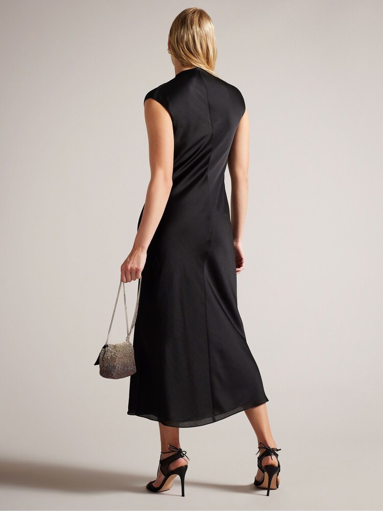 Ted Baker Black Akane Draped Neck Detail Midi Dress - Image 2 of 5