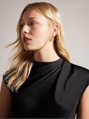 Ted Baker Black Akane Draped Neck Detail Midi Dress - Image 3 of 5