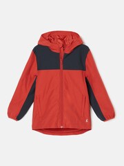 Joules Kids' Ayston Orange Colourblock Waterproof Fleece Lined Raincoat - Image 1 of 5