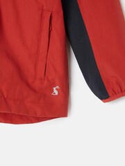 Joules Kids' Ayston Orange Colourblock Waterproof Fleece Lined Raincoat - Image 3 of 5