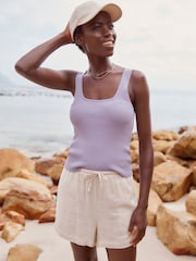 Lilac Purple Linen Square Neck Vest - Image 1 of 6