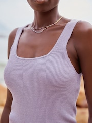 Lilac Purple Linen Square Neck Vest - Image 4 of 6