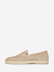 Oliver Sweeney Natural Perforated Suede Espadrille Loafers - Image 2 of 5