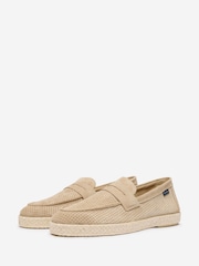 Oliver Sweeney Natural Perforated Suede Espadrille Loafers - Image 3 of 5