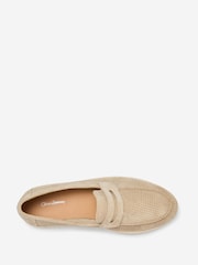 Oliver Sweeney Natural Perforated Suede Espadrille Loafers - Image 4 of 5