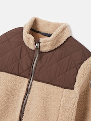 Joules Kids' Eddington Brown & Natural Zip Through Fleece Jacket - Image 2 of 6