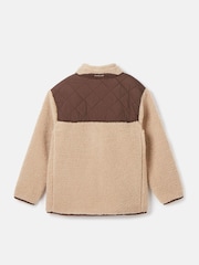 Joules Kids' Eddington Brown & Natural Zip Through Fleece Jacket - Image 3 of 6