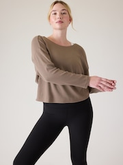 Athleta Beige Presence Twist Sweatshirt - Image 1 of 8