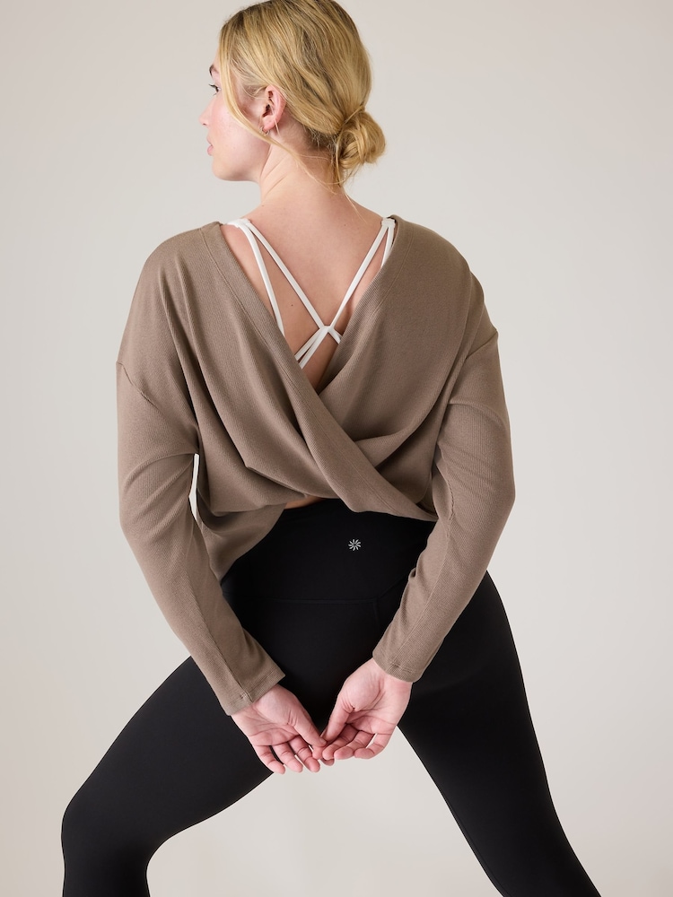 Athleta Beige Presence Twist Sweatshirt - Image 2 of 8