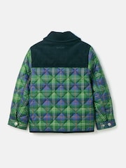 Joules Kids' Freddie Green Check Quilted Checked Jacket - Image 2 of 5