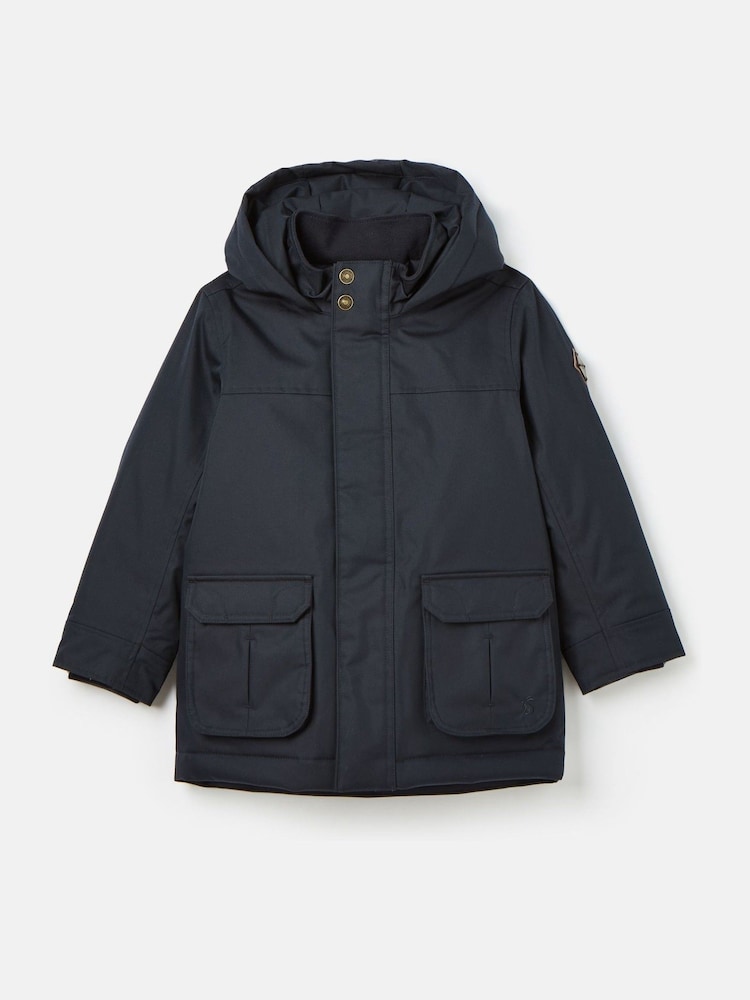 Joules Kids' Ultimate Navy Blue Waterproof Coat with Quilted Lining - Image 1 of 6