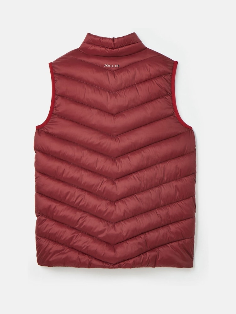Joules Boys' Crofton Gilet Burgundy Red Showerproof Padded Gilet - Image 2 of 4