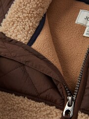 Joules Boys' Eddington Natural & Brown Colourblock Fleece Gilet - Image 8 of 8