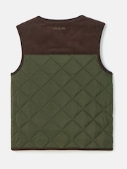 Joules Kids' Gibson Khaki Green Quilted Gilet - Image 2 of 5
