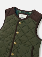 Joules Kids' Gibson Khaki Green Quilted Gilet - Image 3 of 5
