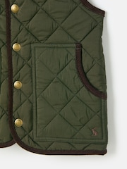 Joules Kids' Gibson Khaki Green Quilted Gilet - Image 5 of 5