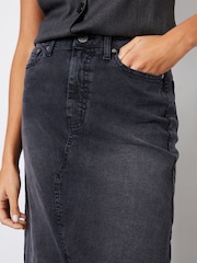 Grau - Threadbare Denim-Maxirock mit Schlitz auf der Rückseite und Schwalbenschwanzsaum - Bild 5 von 5