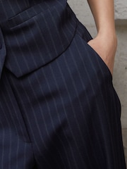 Threadbare Blue Wide Leg Pinstripe Trousers - Image 4 of 4