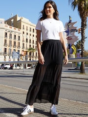 Threadbare Black Tiered Frill Maxi Skirt - Image 1 of 6