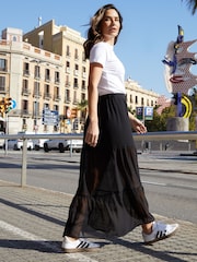 Threadbare Black Tiered Frill Maxi Skirt - Image 2 of 6