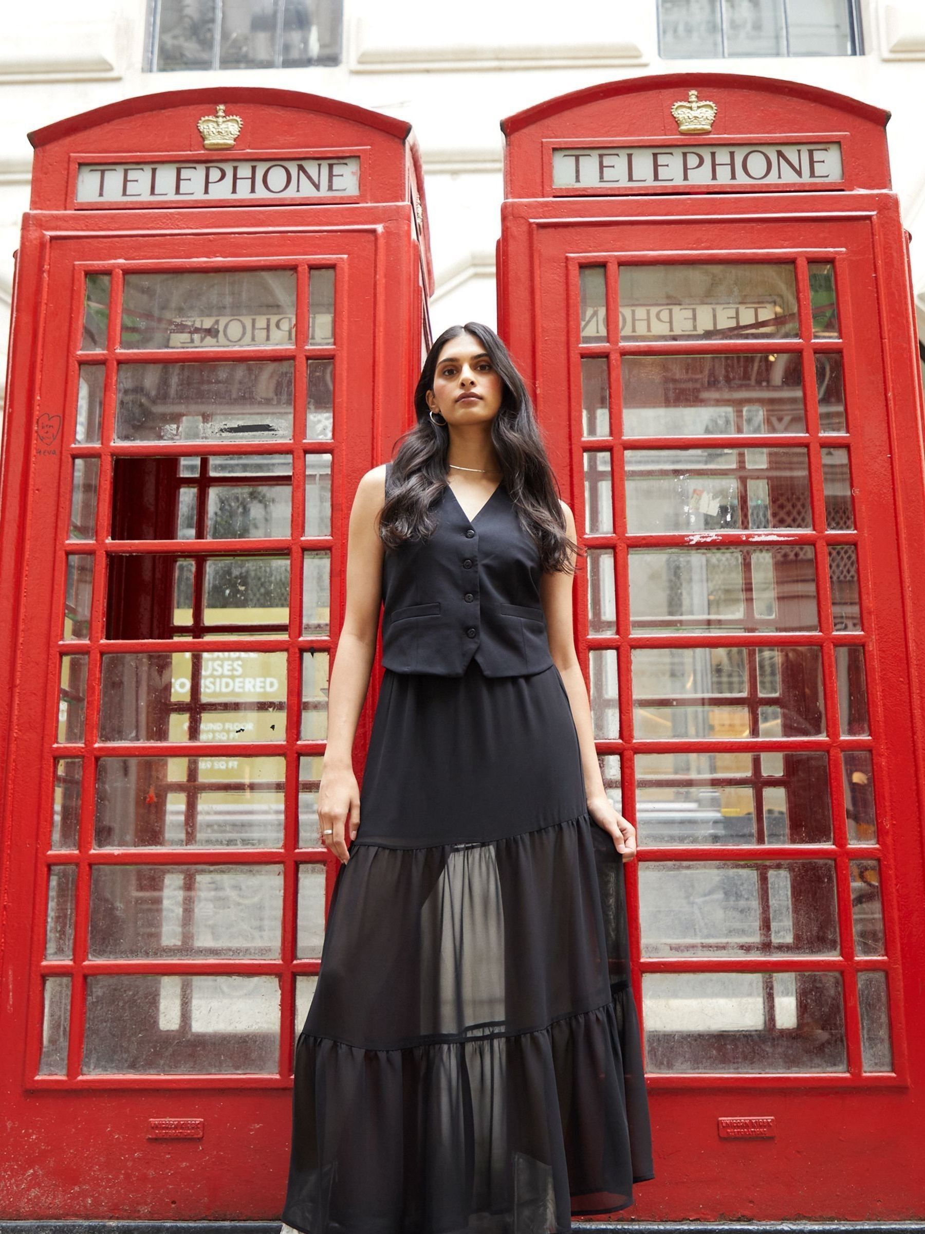 Buy Threadbare Black Tiered Frill Maxi Skirt from Next Canada