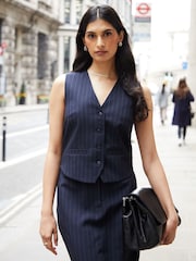Threadbare Blue Button Front Waistcoat - Image 3 of 5
