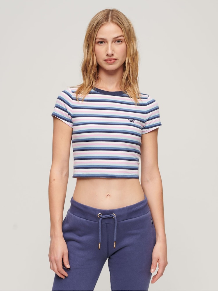 Superdry Multi Vintage Stripe Crop T-Shirt - Image 1 of 3