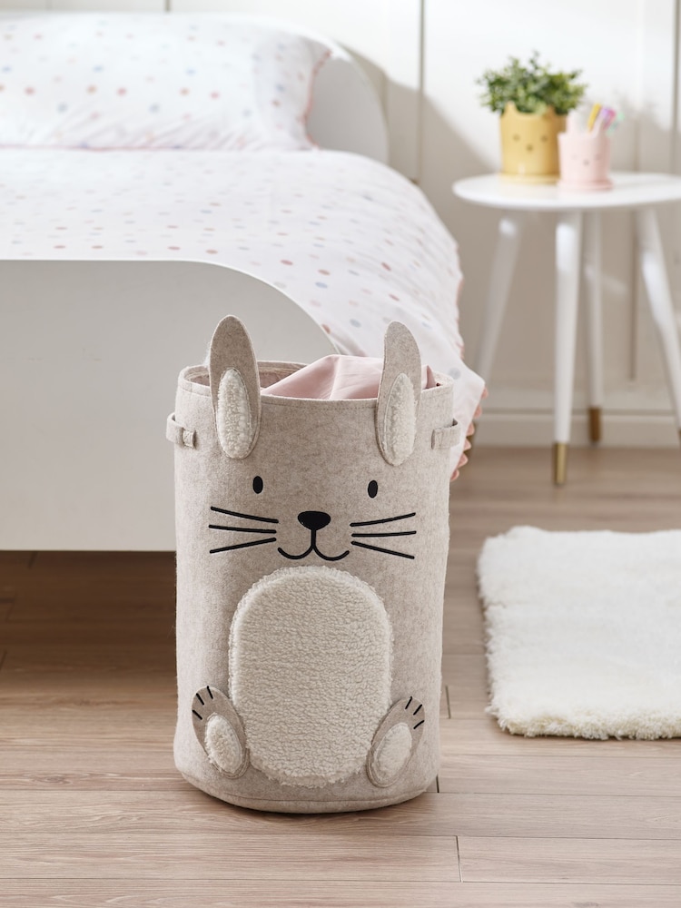Rabbit Grey Felt Character Bag Laundry Basket - Image 1 of 4