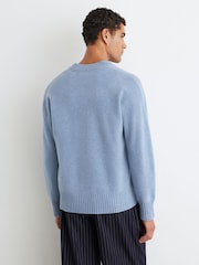 Reiss Soft Blue Alberz Wool-Cashmere V-Neck Jumper - Image 7 of 8