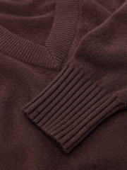 Reiss Chocolate Brown Alberz Wool-Cashmere V-Neck Jumper - Image 7 of 7