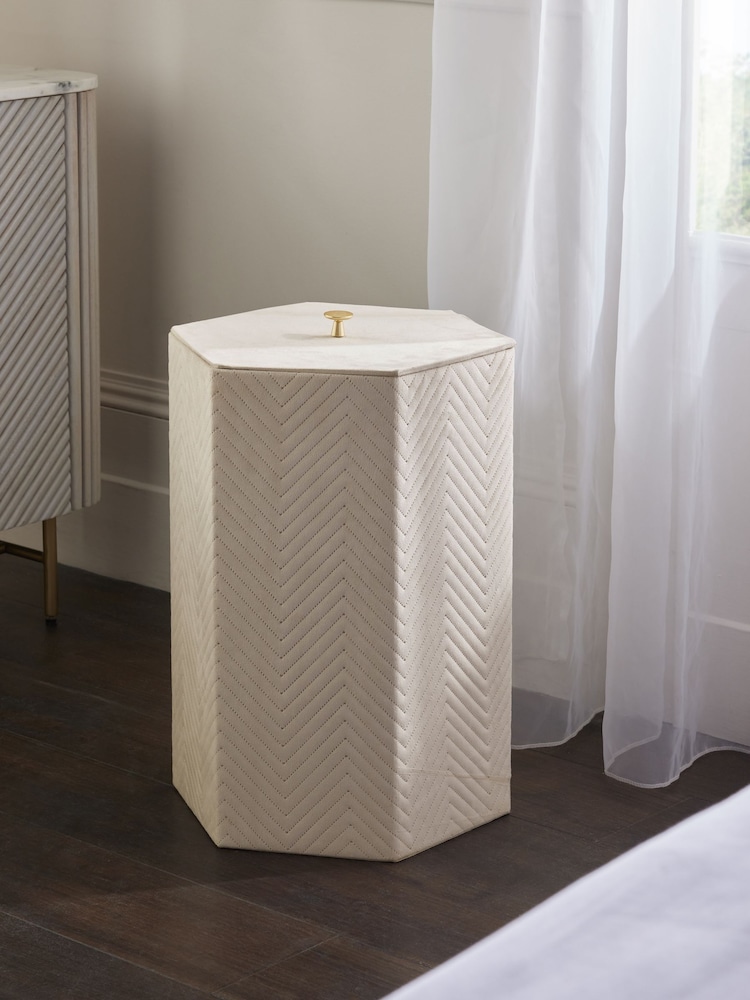 Natural Madison Velvet Hexagon Laundry Basket - Image 2 of 4