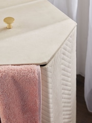 Natural Madison Velvet Hexagon Laundry Basket - Image 3 of 4