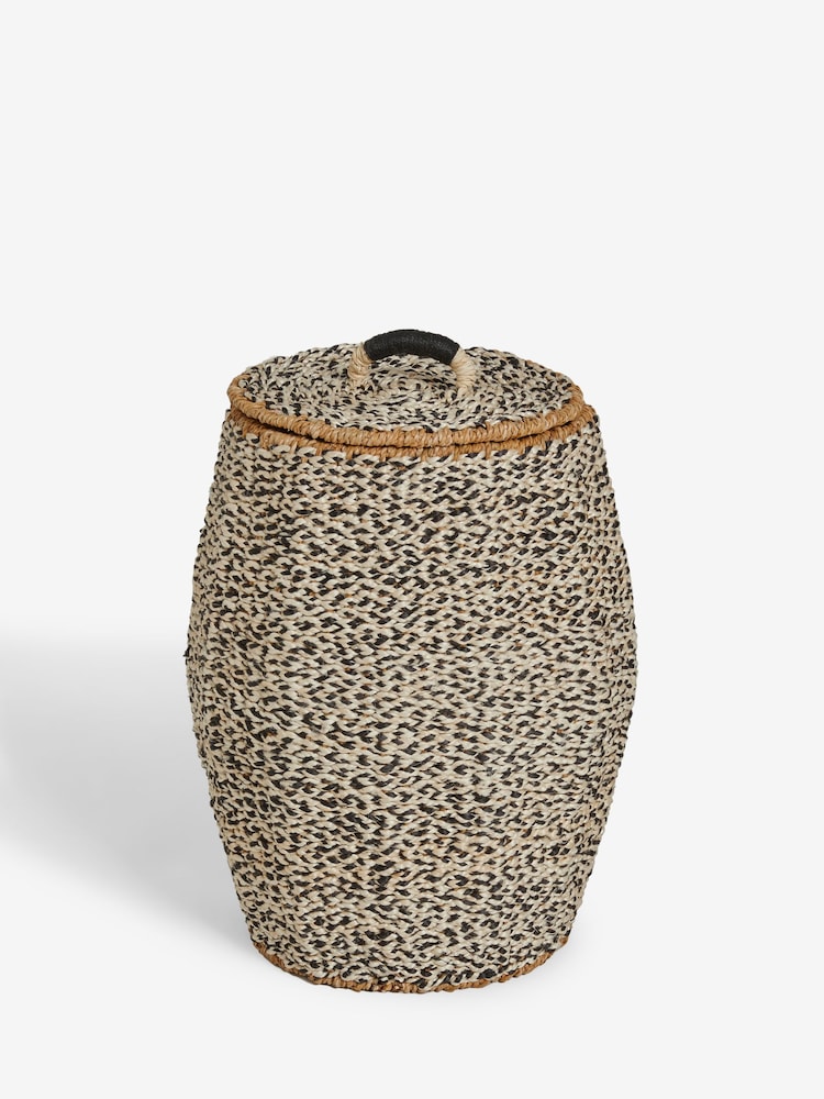 Black/White Seagrass Hamper Laundry Basket - Image 2 of 6