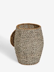 Black/White Seagrass Hamper Laundry Basket - Image 3 of 6