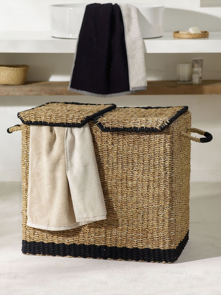 Monochrome Seagrass Sorter Laundry Basket - Image 1 of 5