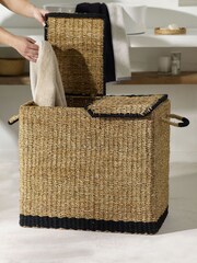 Monochrome Seagrass Sorter Laundry Basket - Image 2 of 5