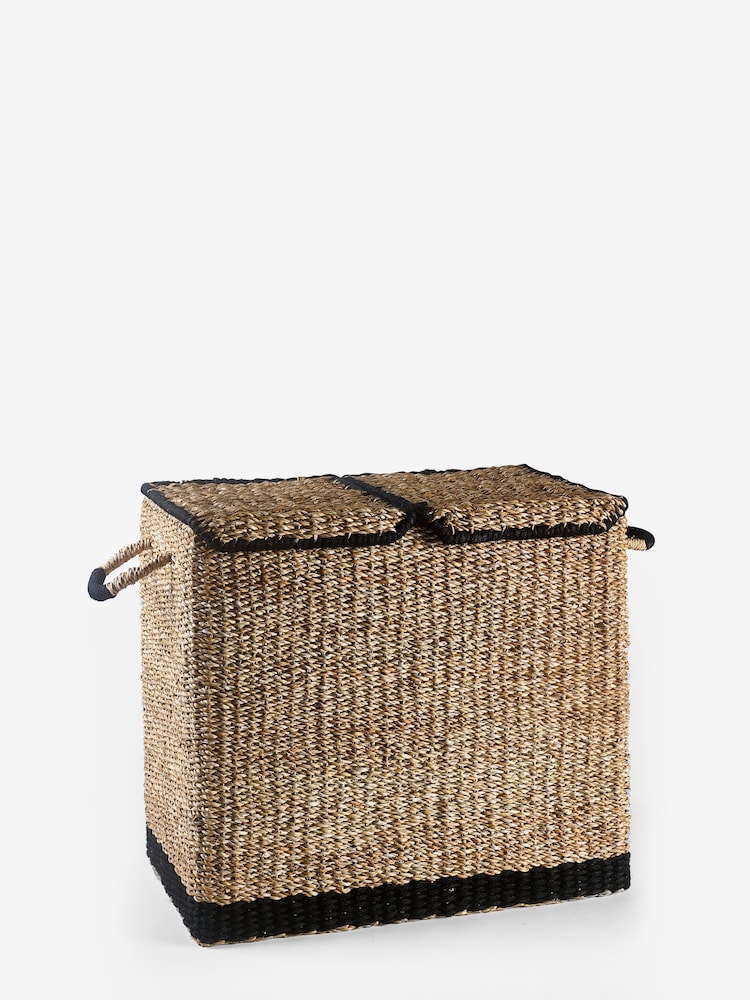 Monochrome Seagrass Sorter Laundry Basket - Image 5 of 5