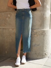 Threadbare Vintage Denim Maxi Skirt - Image 1 of 4