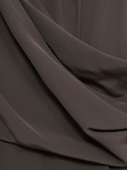 Reiss Dark Grey Gracie Drape-Detail Band-Collar Midi Dress - Image 8 of 8