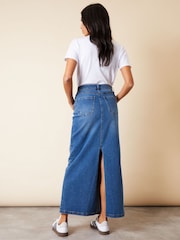 Threadbare Blue Split Back Fishtail Denim Maxi Skirt - Image 2 of 5