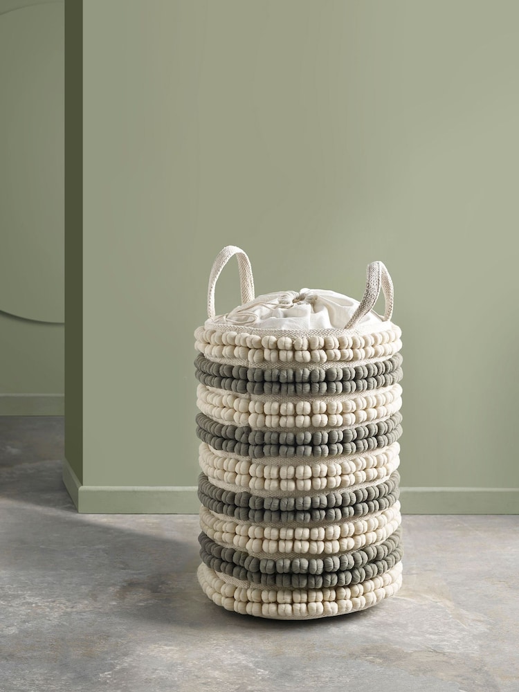 Sage Green Bobble Laundry Basket - Image 2 of 5