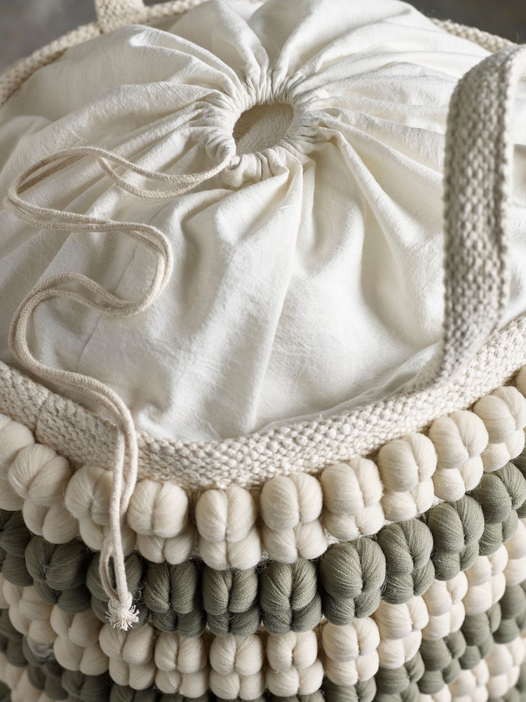 Sage Green Bobble Laundry Basket - Image 4 of 5