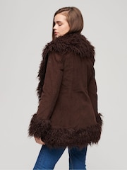 Superdry Brown Faux Fur Lined Afghan Coat - Image 2 of 6