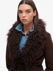 Superdry Brown Faux Fur Lined Afghan Coat - Image 4 of 6